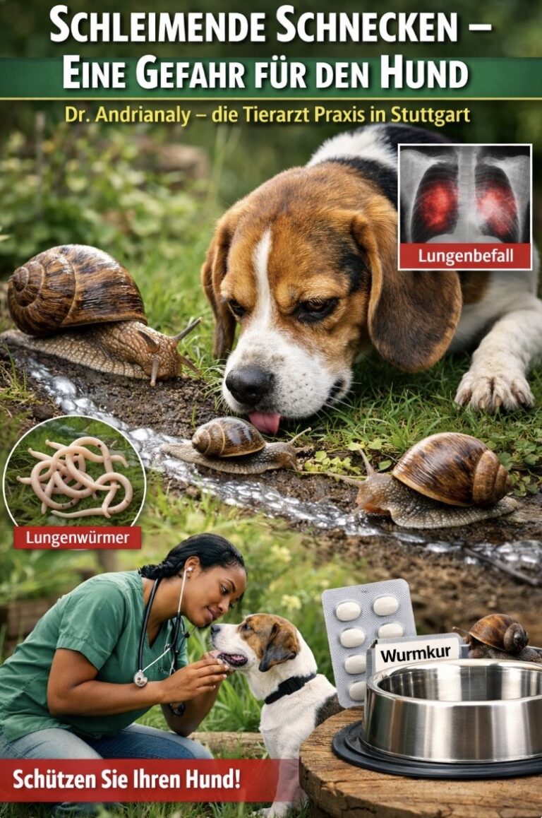 Schleimende Schnecken – Eine Gefahr für den Hund: Dr. Andrianaly - die Tierarzt Praxis in Stuttgart informiert Wenn die Temperaturen steigen und die Feuchtigkeit zunimmt, sind sie überall: Schnecken.