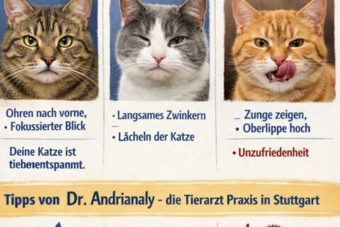 Katzen-Mimik entschlüsselt – So verstehst du deine Katze richtig: Tipps von Dr. Andrianaly - die Tierarzt Praxis in Stuttgart Ein Blick sagt mehr als tausend Worte – das gilt nicht nur für Menschen, sondern auch für Katzen. Doch was viele Tierhalter