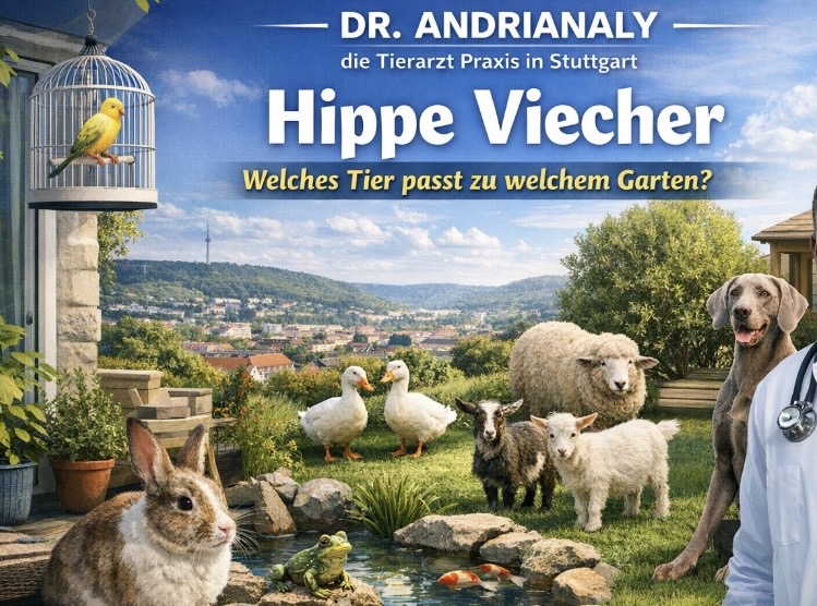 HIPPE VIECHER – Welches Tier passt zu welchem Garten? Willkommen bei Dr. Andrianaly - die Tierarzt Praxis in Stuttgart  Ihrer ersten Adresse für tierärztliche Beratung rund um Haustiere, Gartenhaltung und artgerechtes Zusammenleben von Mensch und Tier in der Region Stuttgart. Früher war die Sache einfach: Tiere im Garten mussten vor allem nützlich sein. Hühner lieferten Eier, Kaninchen Fleisch, und selbst ein Schwein hinter der Laube galt als Zeichen bescheidenen Wohlstands. Heute dagegen hat sich das Verhältnis grundlegend gewandelt. Tiere sind längst mehr als Nutztiere – sie sind Lifestyle, Begleiter und Ausdruck der eigenen Persönlichkeit.