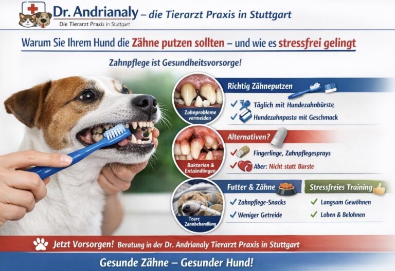 Dr. Andrianaly – die Tierarzt Praxis in Stuttgart Wichtige Vorsorge: Warum Sie Ihrem Hund die Zähne putzen sollten – und wie es stressfrei gelingt Die Zahngesundheit beim Hund wird oft unterschätzt.