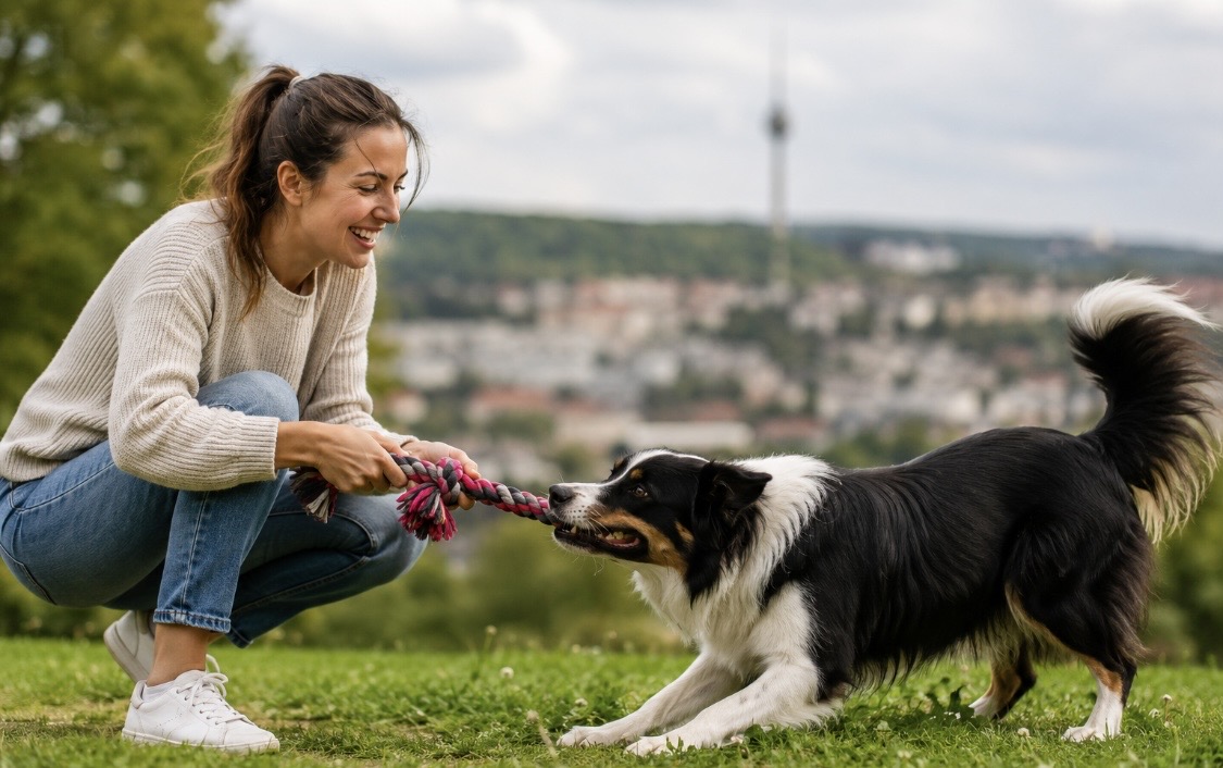 Tauziehen statt Training: Was Hunde und Halter wirklich näher zusammenbringt Tierarzt Stuttgart: Gemeinsames Spielen kann die Mensch-Hund-Beziehung stärken