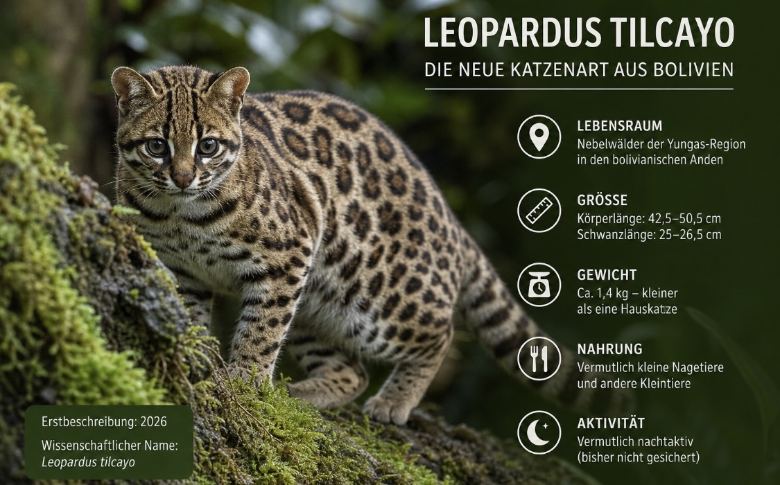 Neue Katzenart in Bolivien entdeckt: Könnte Leopardus tilcayo als Haustier gehalten werden? Klein, scheu und mit einem auffälligen Fellmuster: